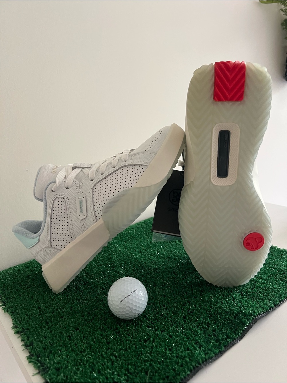 G/FORE White and Light Gray Athletic Golf Shoes